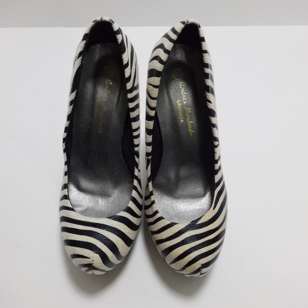 ANDRES MACHADO Zebra Pattern High Heels - Picture 2 of 14